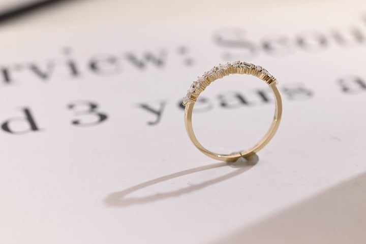 Mix Stone lab grown diamond band worn on hand