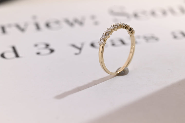 Mix Stone diamond wedding band in rose gold