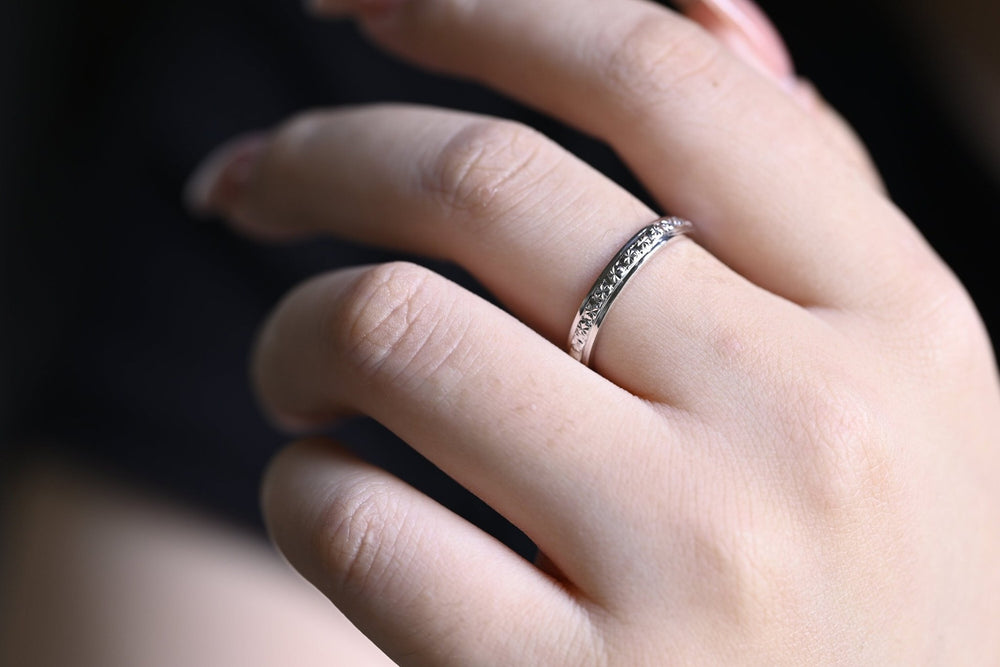 3mm Engraved Wedding Band 14k Solid Gold - Doozy Diamonds