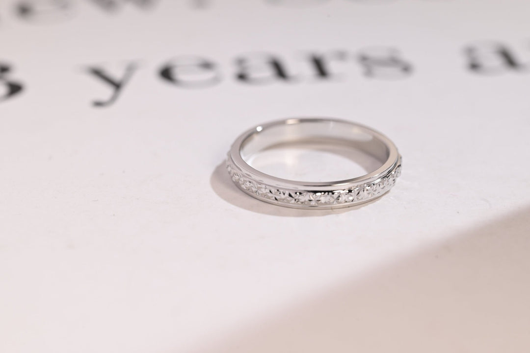 3mm Engraved Wedding Band 14k Solid Gold - Doozy Diamonds