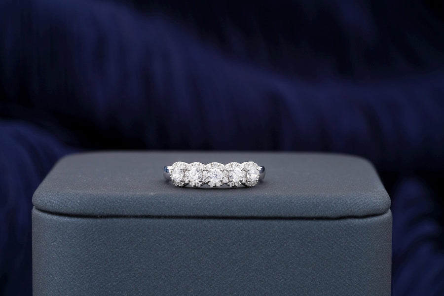 Round round diamond wedding band front view