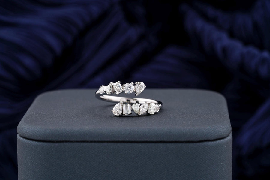 Multi Stone multi stone diamond wedding band front view