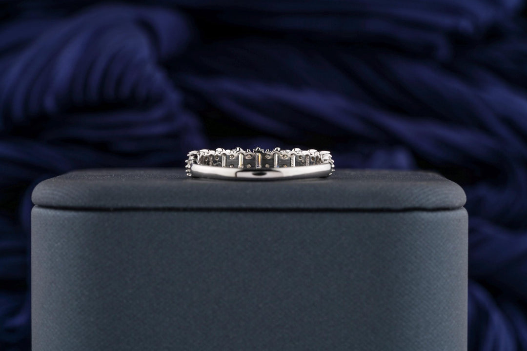 Close-up of 0.76CT round & baguette lab grown diamonds