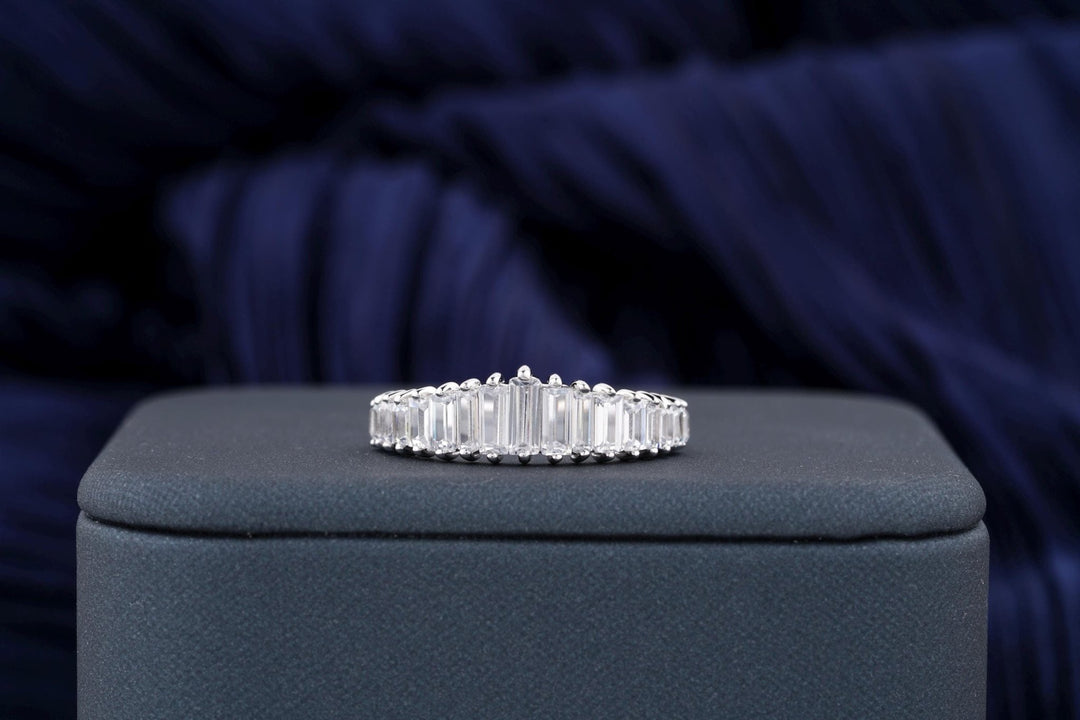 Baguette baguette diamond wedding band front view