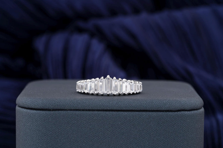 Baguette baguette diamond wedding band front view