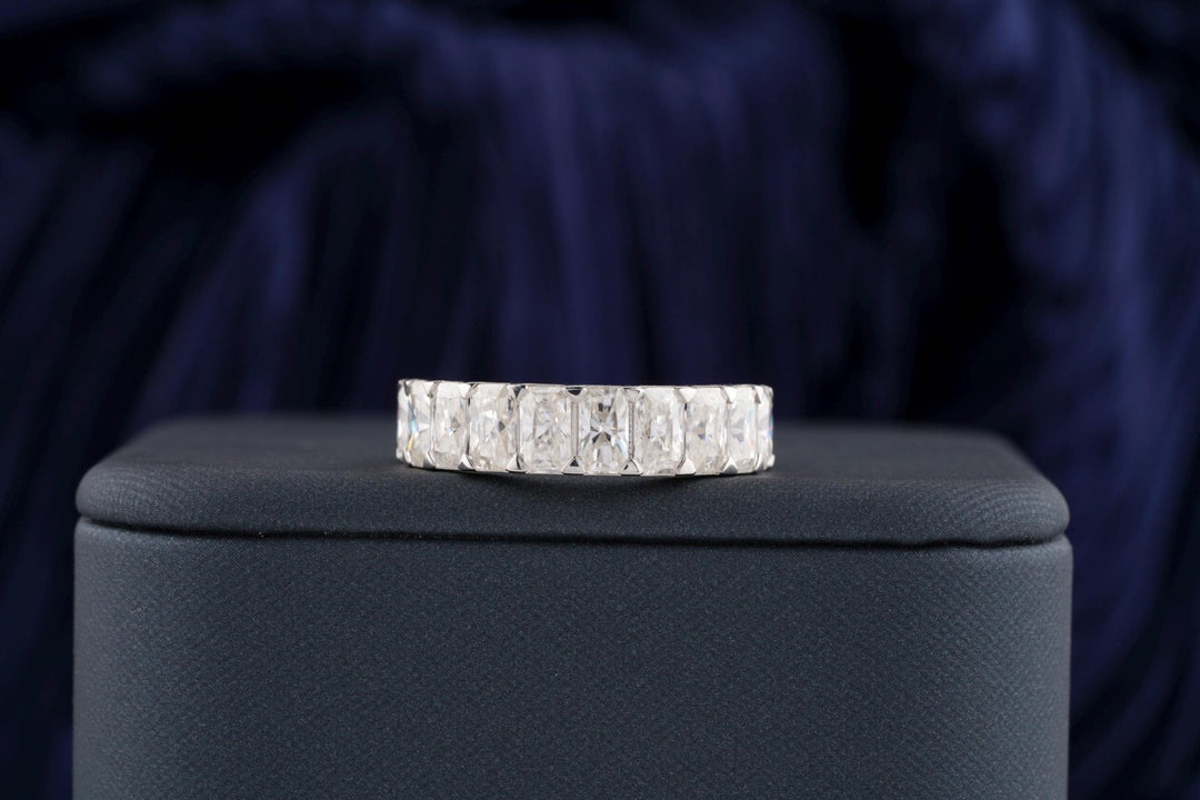 Radiant radiant diamond wedding band front view