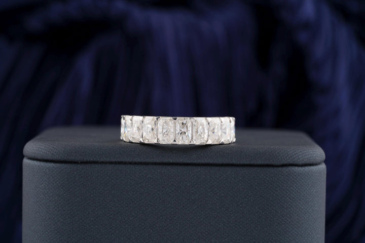 Radiant radiant diamond wedding band front view