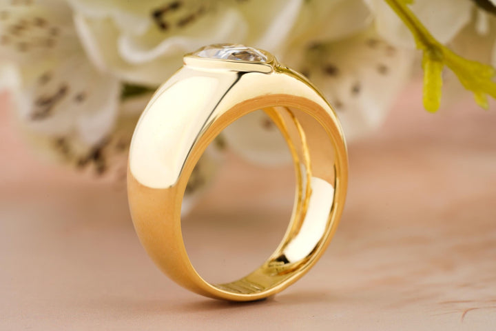 0.90CT Pear Cut Lab Grown Bezel Set Men's Wedding Band - Doozy Diamonds