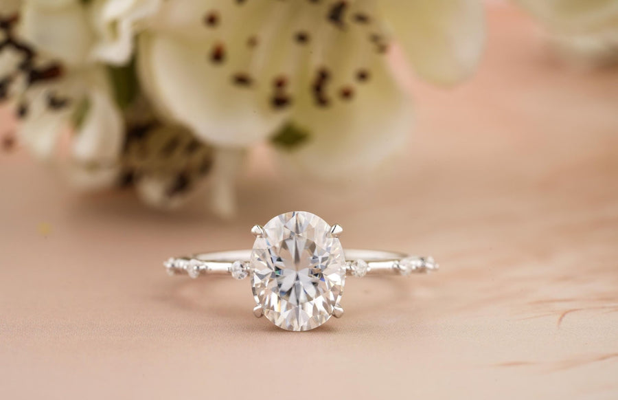 Buy 2.0CT oval pave lab grown diamond engagement ring online