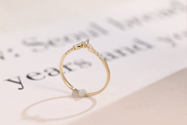 Marquise & Round lab grown diamond band worn on hand