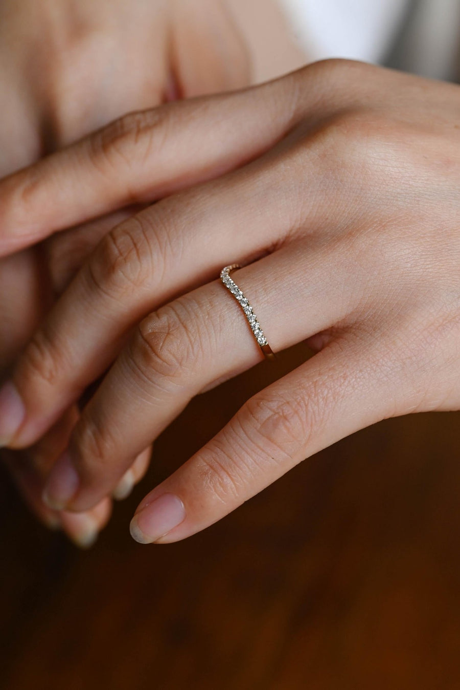 Round round diamond wedding band front view