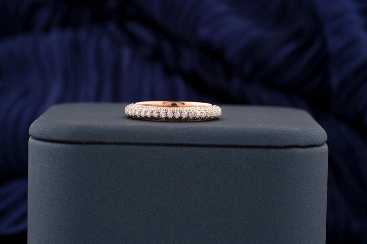 Round round diamond wedding band front view