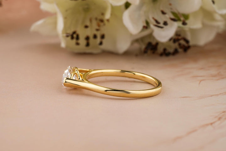 Marquise east west engagement ring with brilliant diamond sparkle