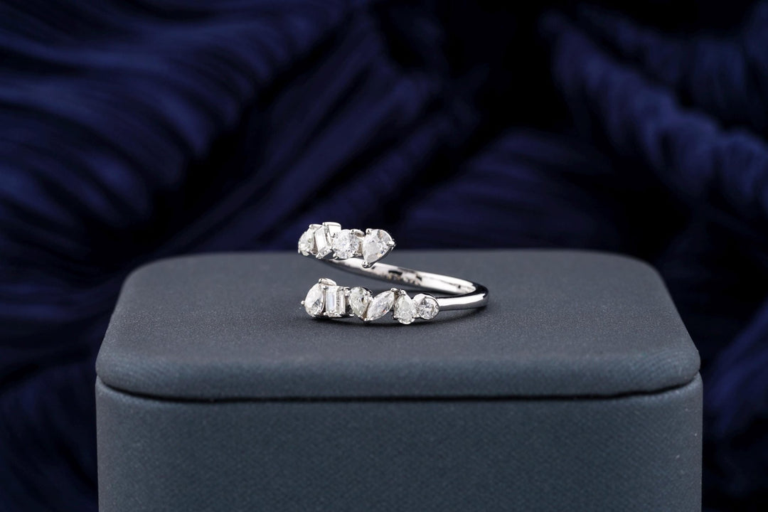 Multi Stone diamond wedding band in yellow gold