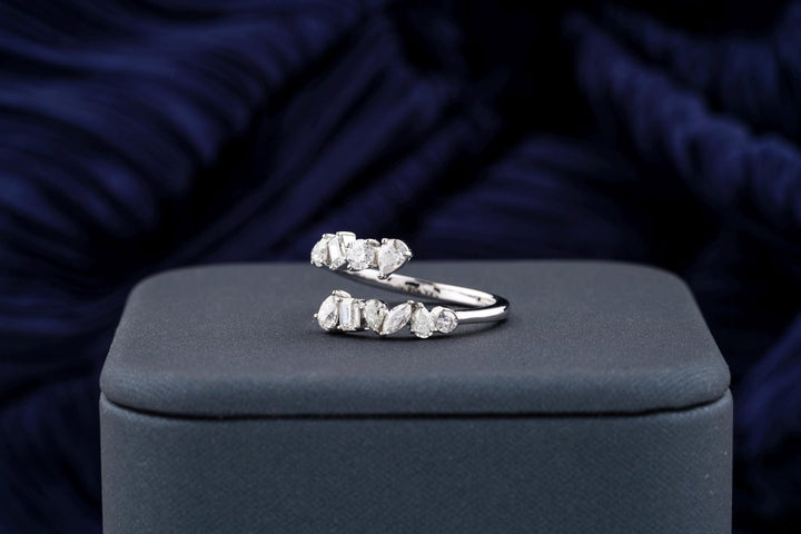 Multi Stone diamond wedding band in yellow gold