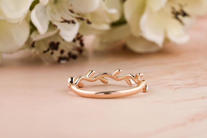 Twig Rose Gold Wedding Band, Tree Branch Rings For Women - Doozy Diamonds