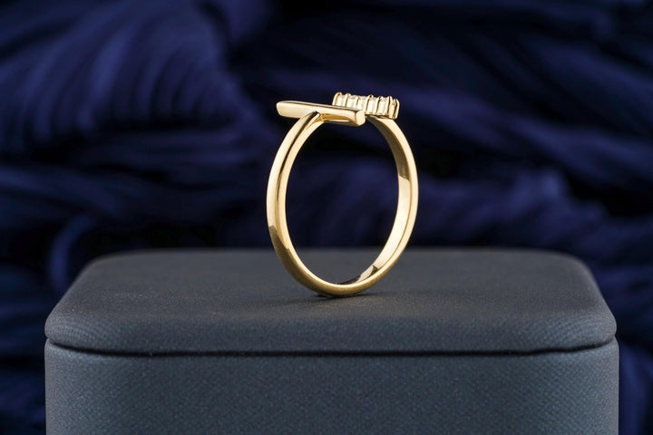 Round diamond band stacked with engagement ring