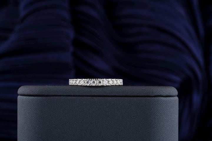 Round round diamond wedding band front view