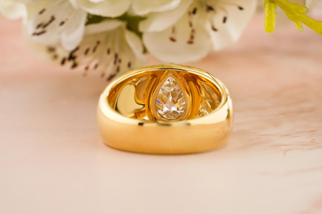 0.90CT Pear Cut Lab Grown Bezel Set Men's Wedding Band - Doozy Diamonds