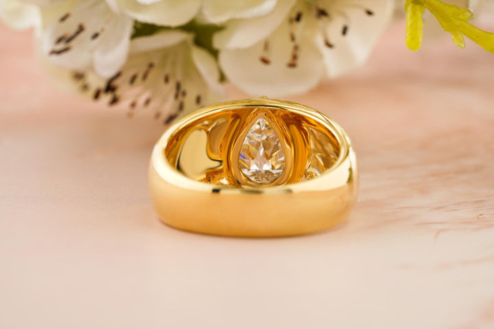 0.90CT Pear Cut Lab Grown Bezel Set Men's Wedding Band - Doozy Diamonds