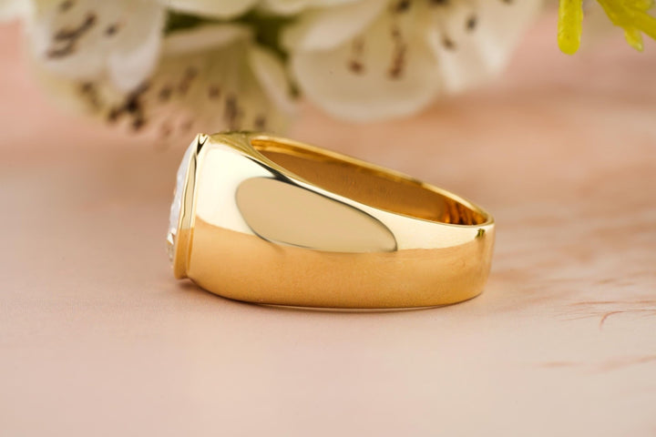 0.90CT Pear Cut Lab Grown Bezel Set Men's Wedding Band - Doozy Diamonds