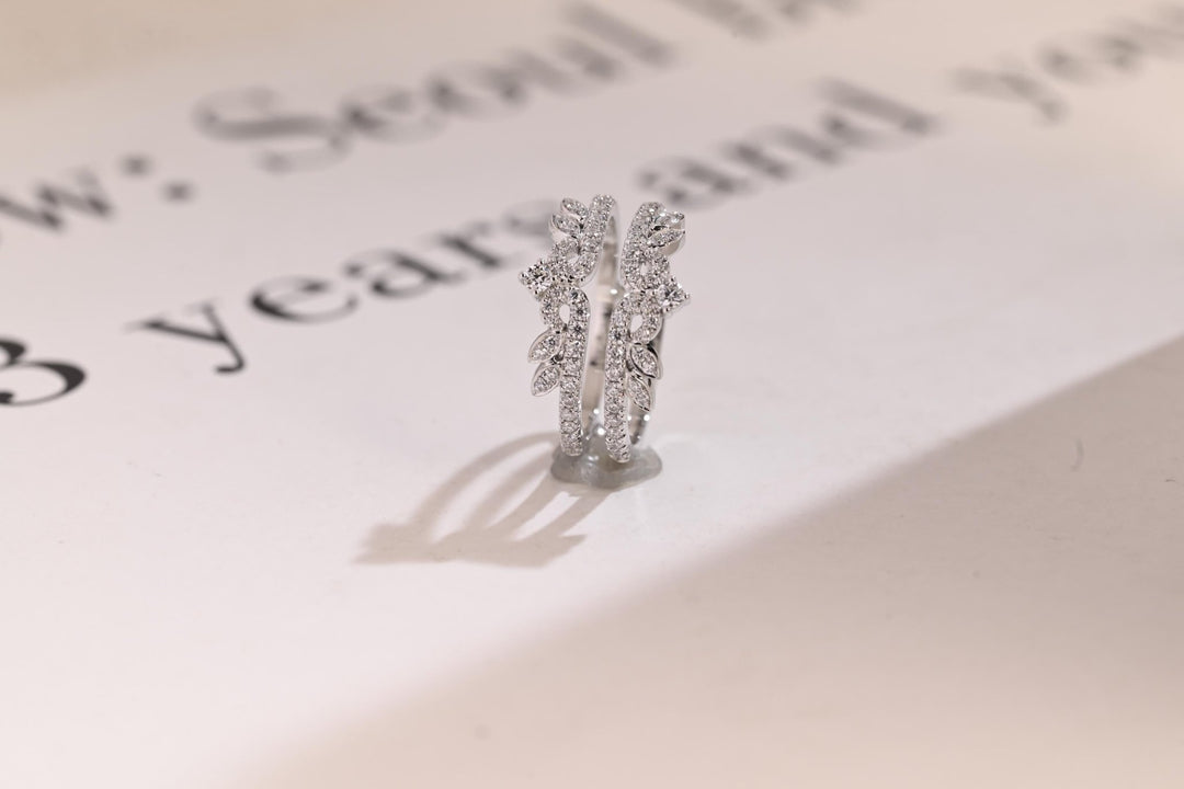 Round diamond wedding band in rose gold