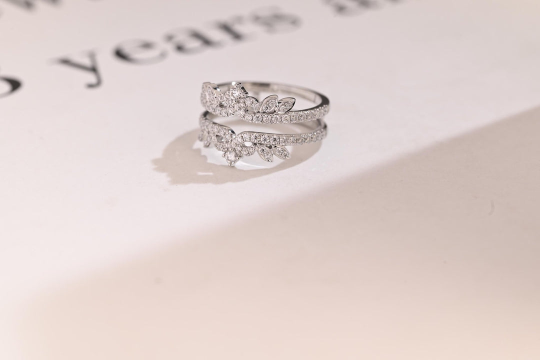 Side view of round diamond wedding band