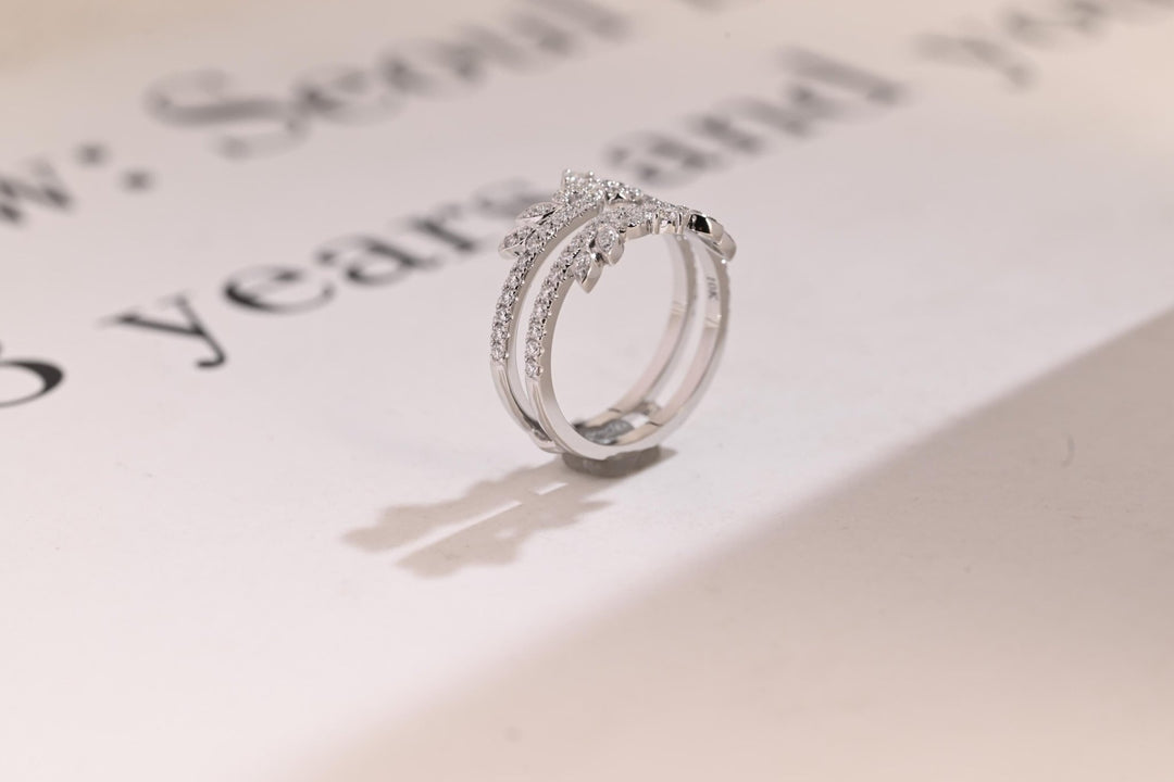 Round lab grown diamond band worn on hand