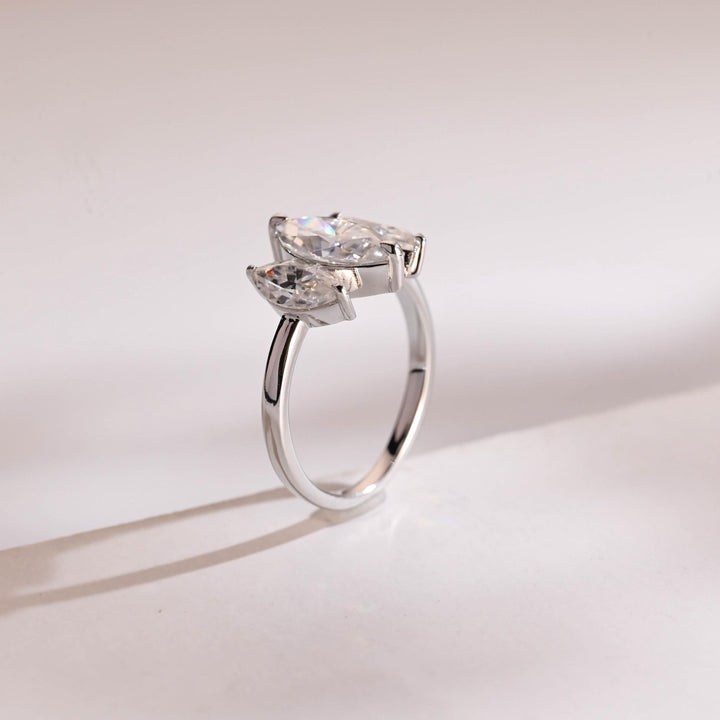 Close-up of 2.0CT marquise lab grown diamonds