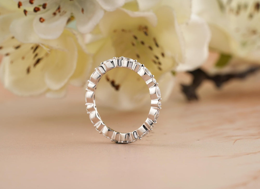 Ethically sourced round marquise diamond eternity band