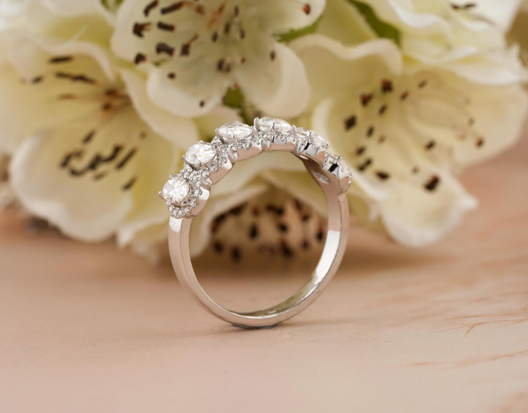 Ethically sourced oval & round diamond eternity band