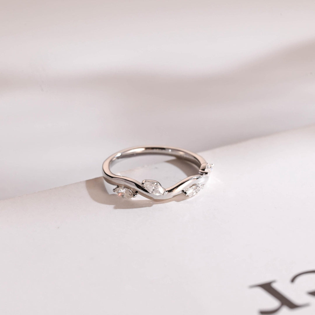 Marquise diamond wedding band in yellow gold
