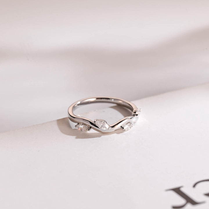 Marquise diamond wedding band in yellow gold