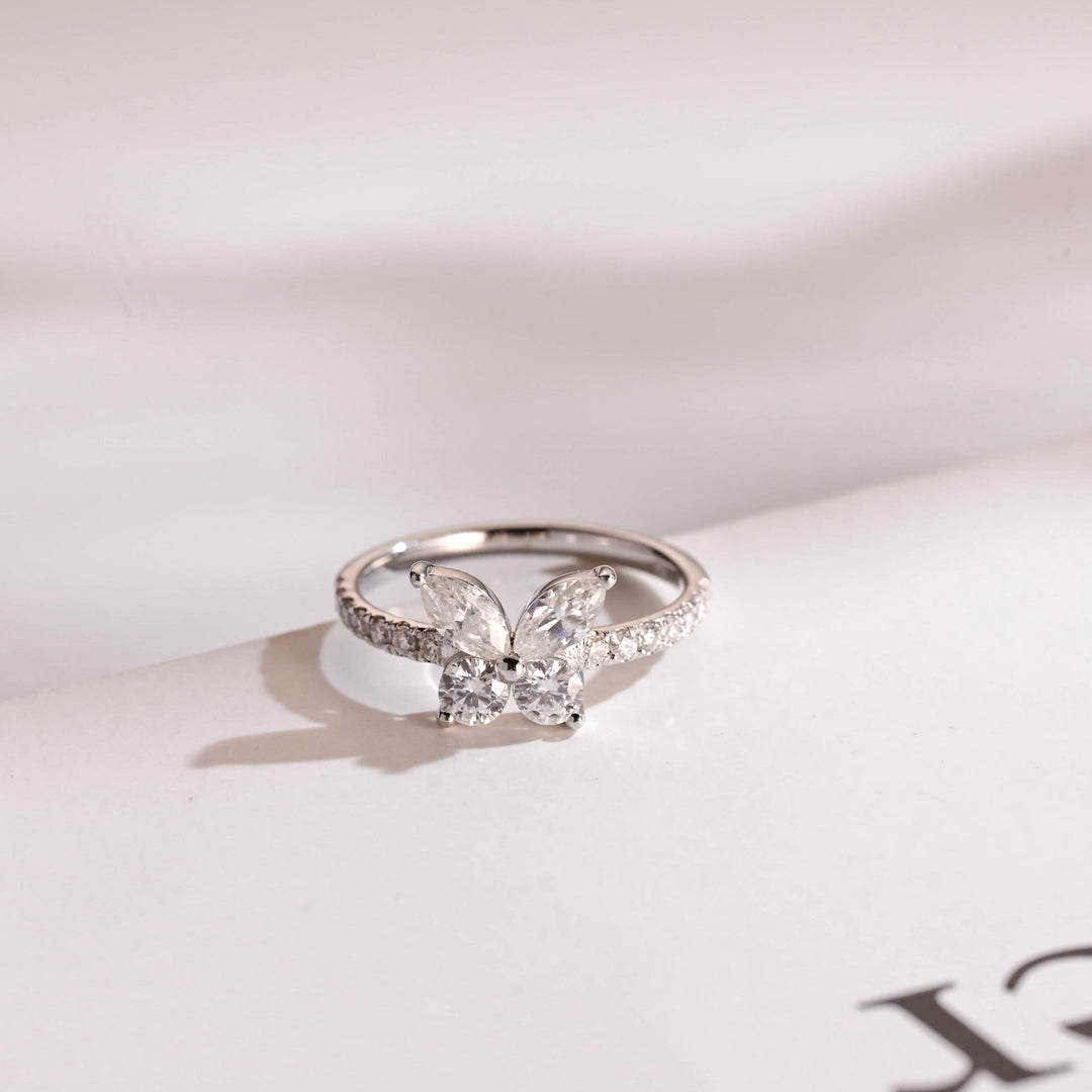 Ethically sourced pear & round diamond eternity band