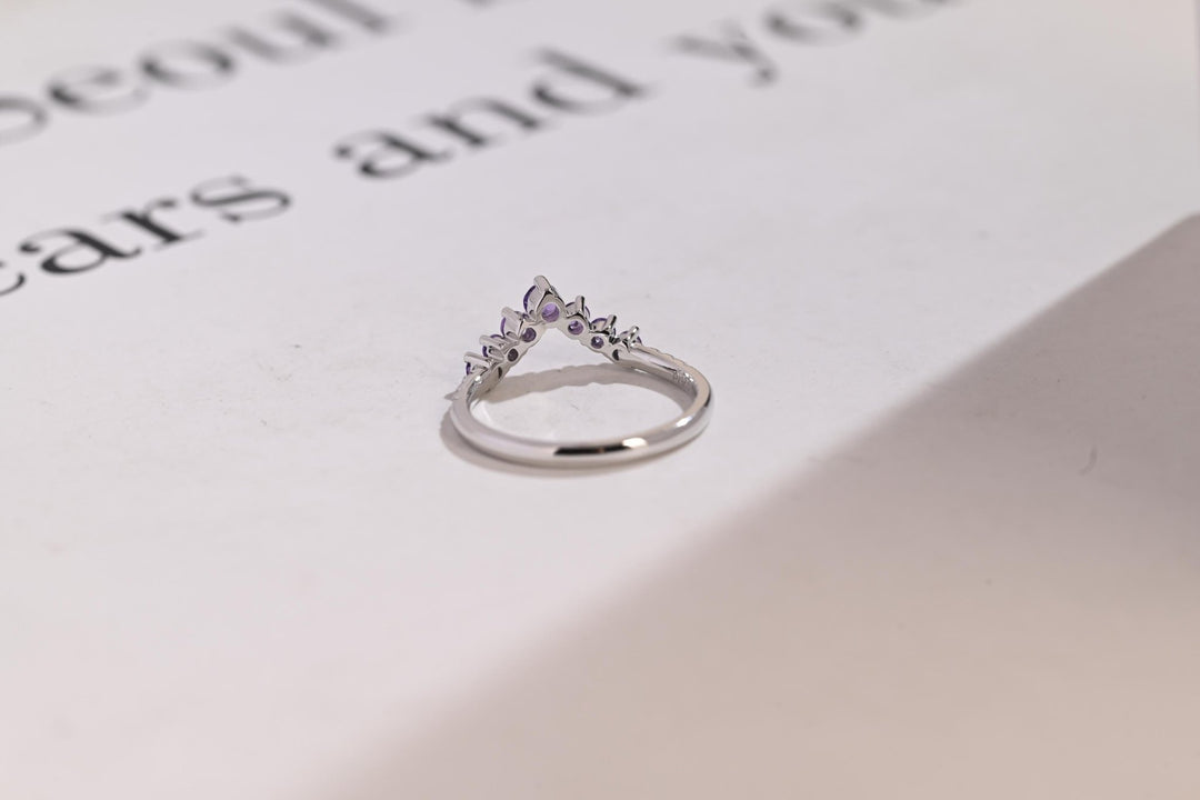 Emerald diamond wedding band in white gold
