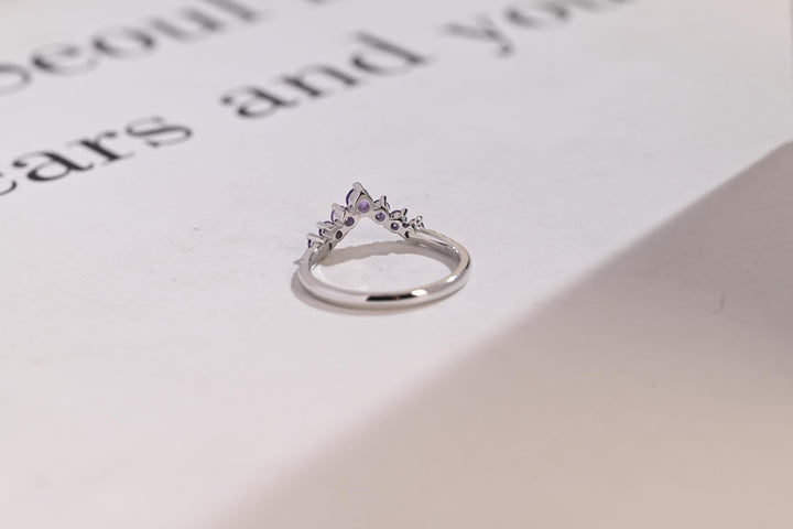 Emerald diamond wedding band in white gold