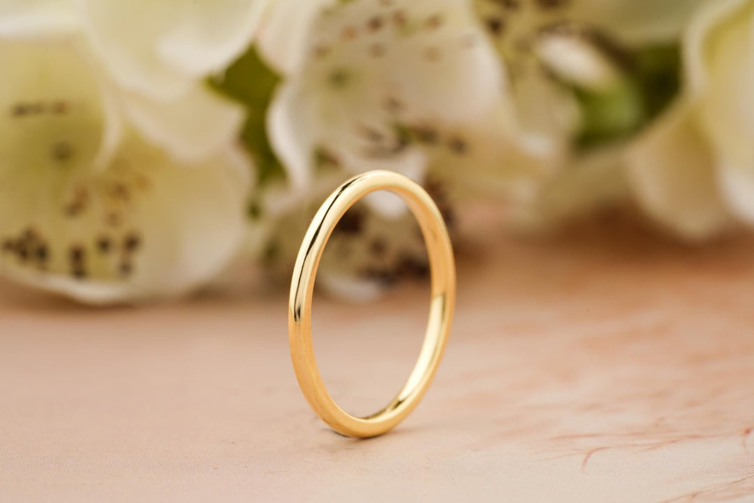14k Solid Gold Simple Plain Wedding Band For Women - Doozy Diamonds