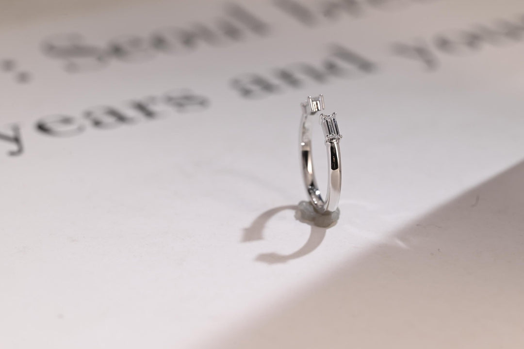 Baguette diamond wedding band in white gold