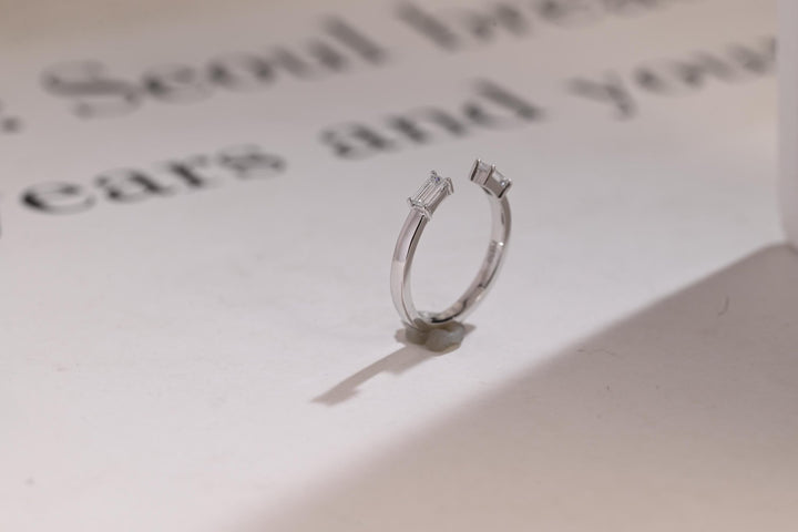 Baguette diamond wedding band in rose gold