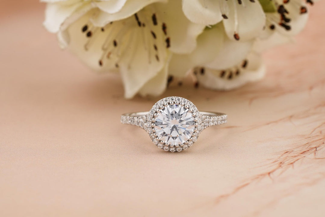 Shop round split shank lab grown diamond engagement ring