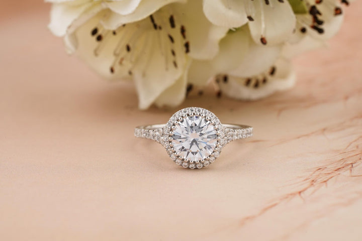 Shop round split shank lab grown diamond engagement ring