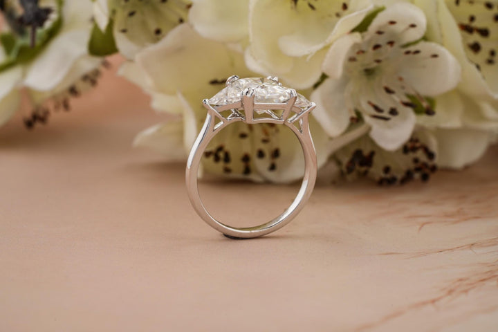 Lifestyle shot of radiant solitaire diamond ring on hand