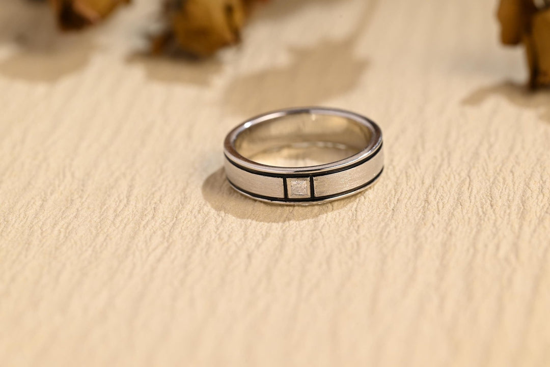0.02CT Princess Cut Lab Grown Unique Men's Wedding Band - Doozy Diamonds