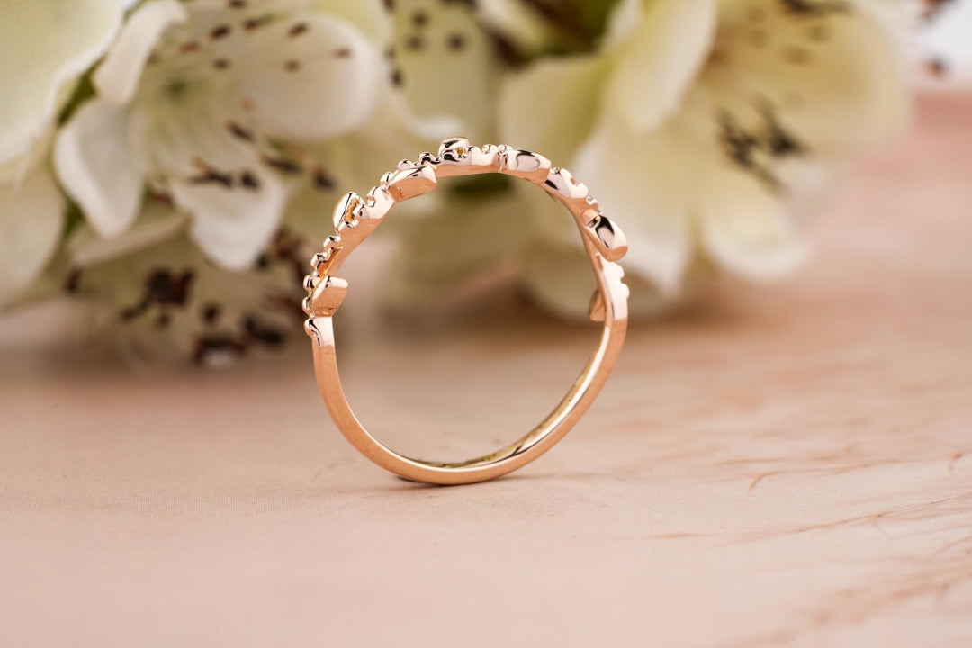 Twig Rose Gold Wedding Band, Tree Branch Rings For Women - Doozy Diamonds