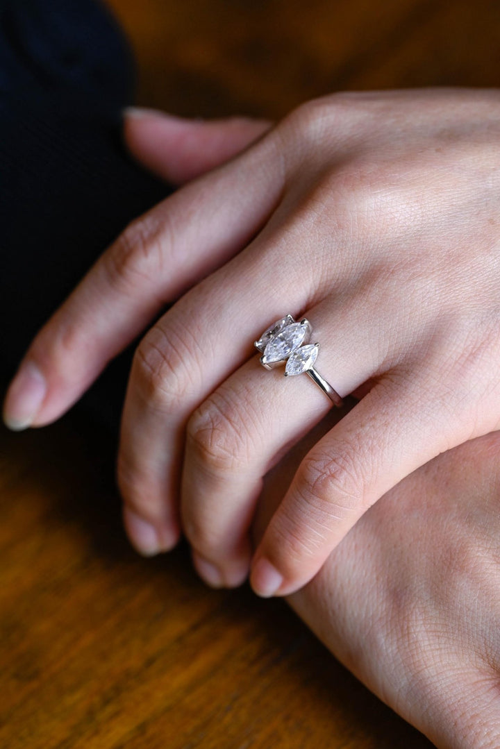 Marquise diamond wedding band in rose gold