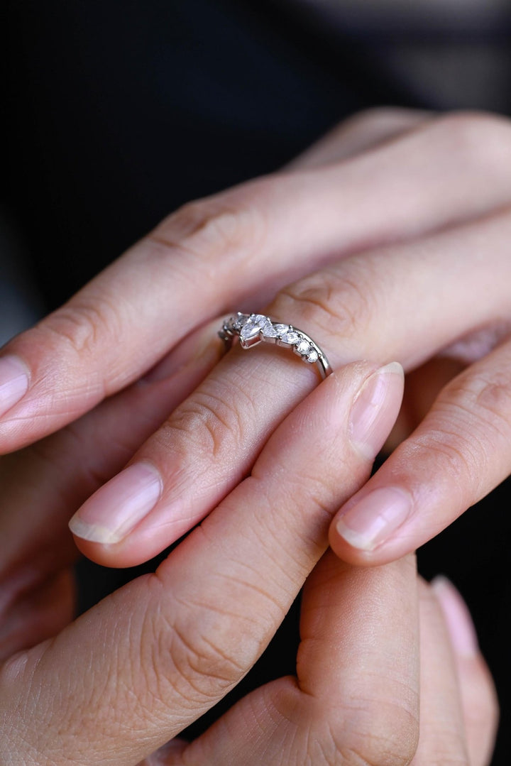 Sustainable marquise & round diamond wedding ring