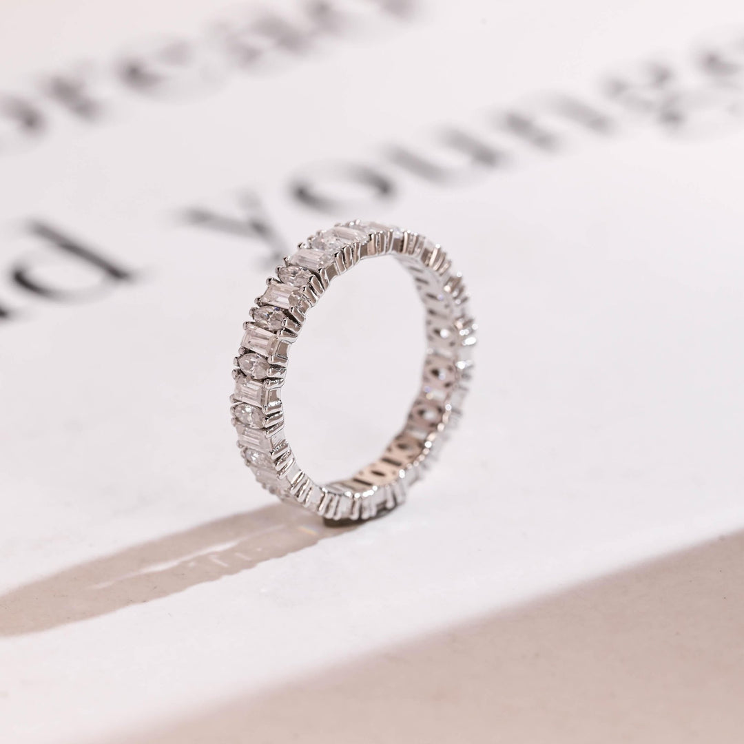 Marquise & Baguette diamond wedding band in white gold