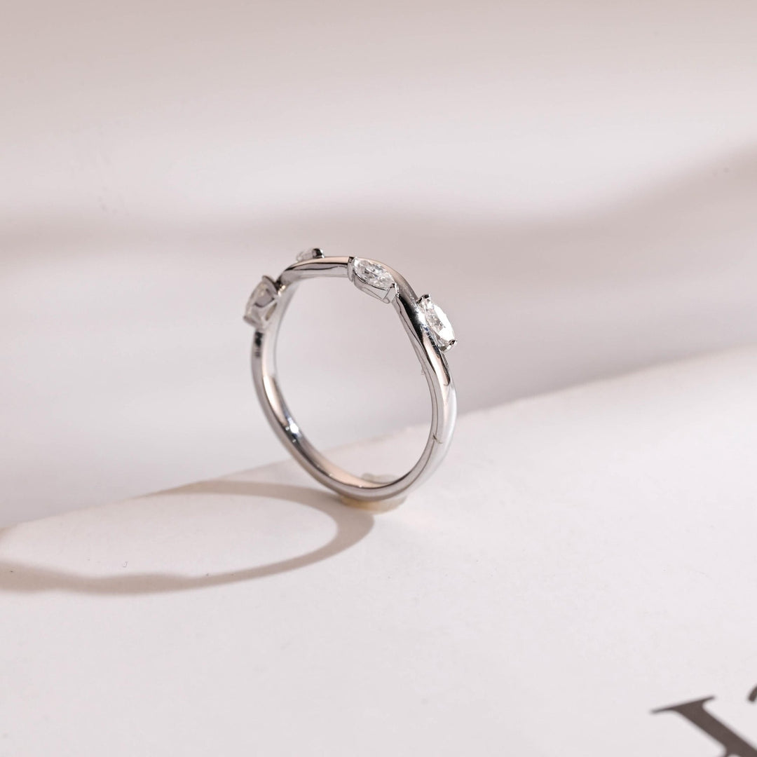 Marquise diamond wedding band in white gold