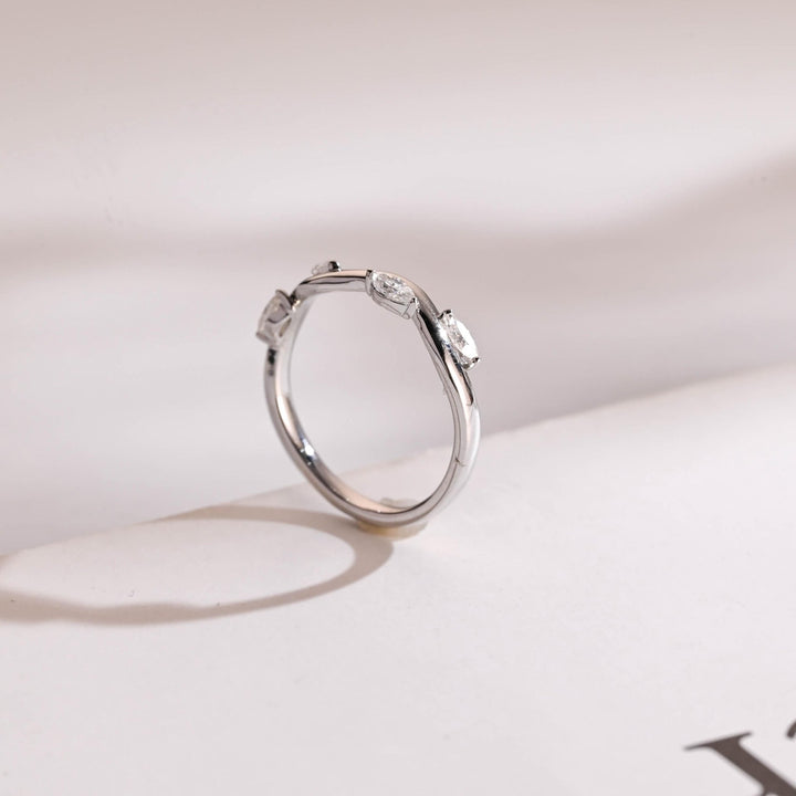 Marquise diamond wedding band in white gold
