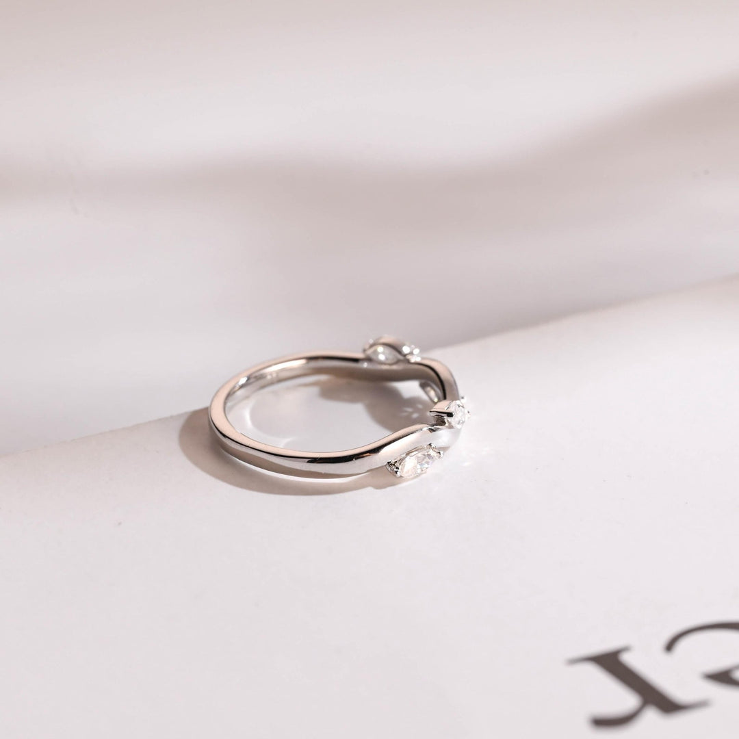 Marquise diamond wedding band in rose gold